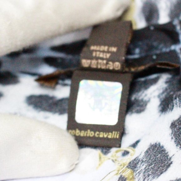 ROBERTO CAVALI #43096 Blue Silk Scarf - Picture 4 of 4